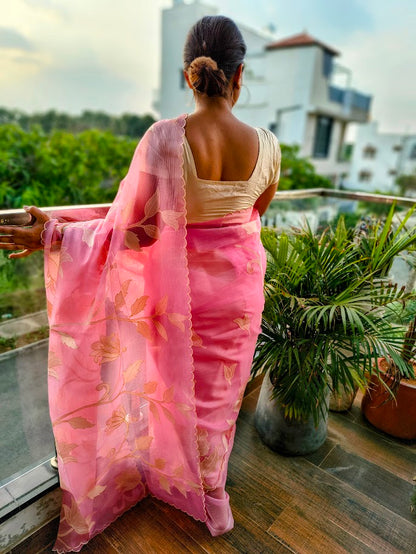 Mallika | Pink Kota Silk Embroidered Saree